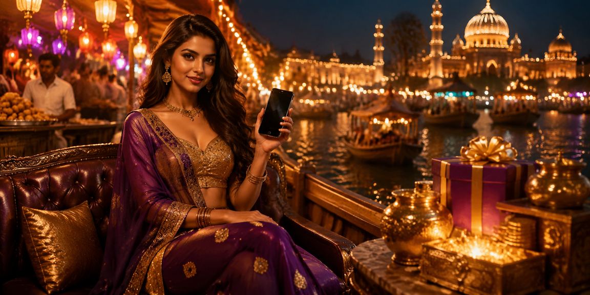 Night market in India illuminated, representing vibrant online casino nightlife